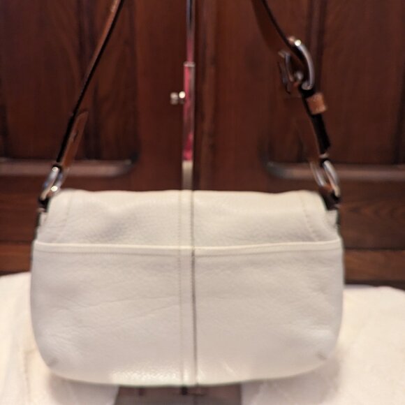 Y2K/vintage coach F13105 pebbled leather SOHO off white with tan shoulder bag - Picture 3 of 15